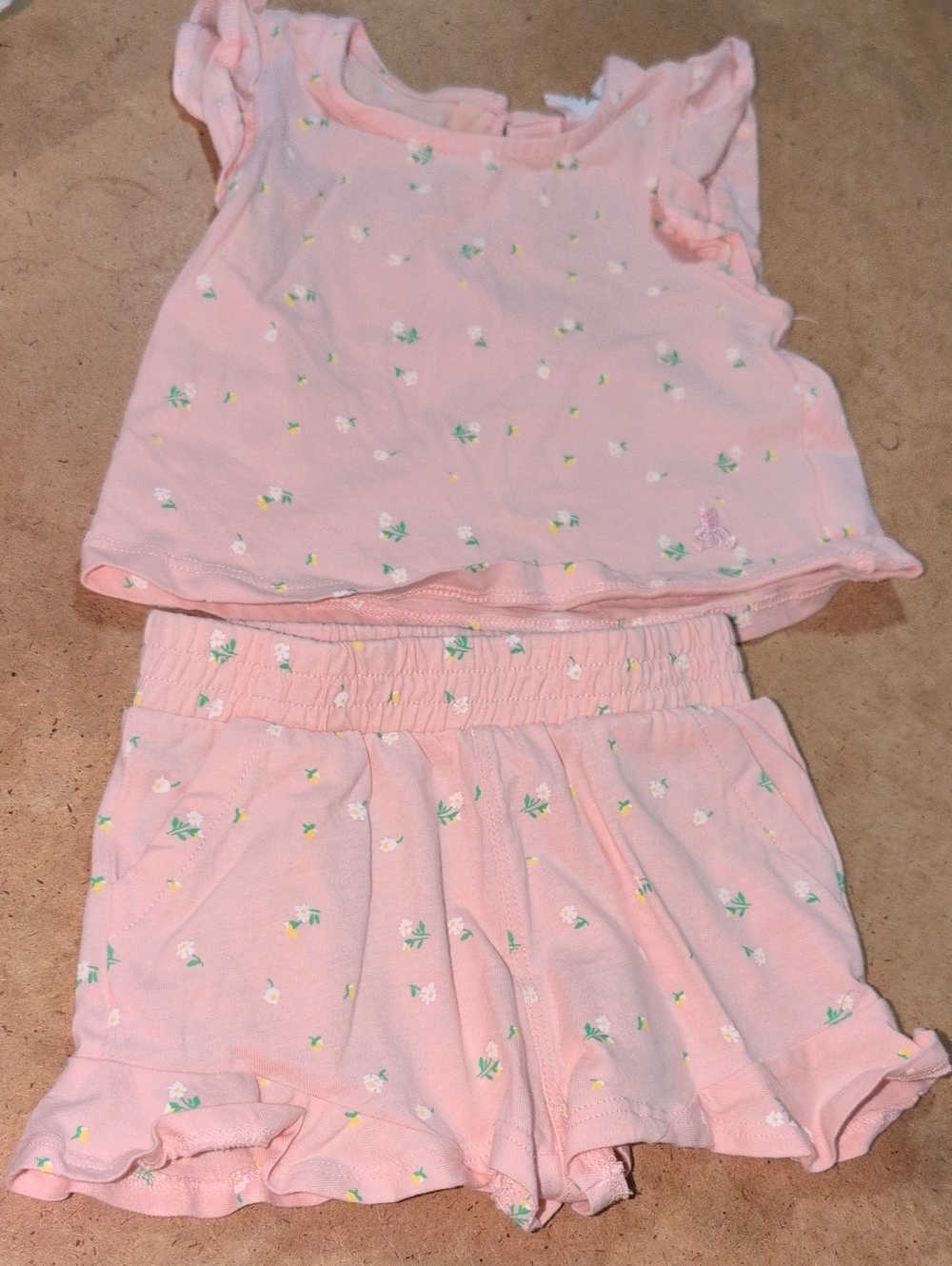 🥀3/$25🥀 Like New Baby Girls GAP Cotton Pink Floral Ruffle Set Size 9M